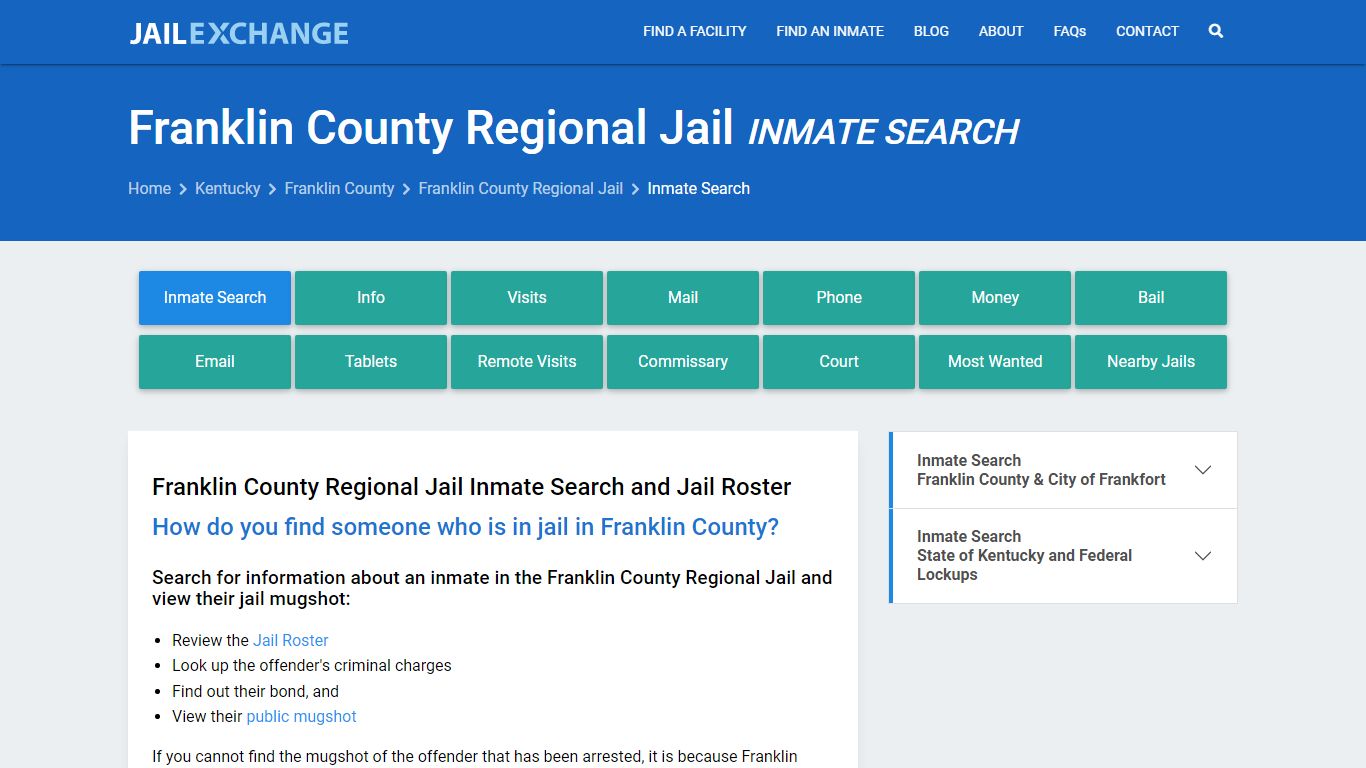 Franklin County Regional Jail Inmate Search - Jail Exchange